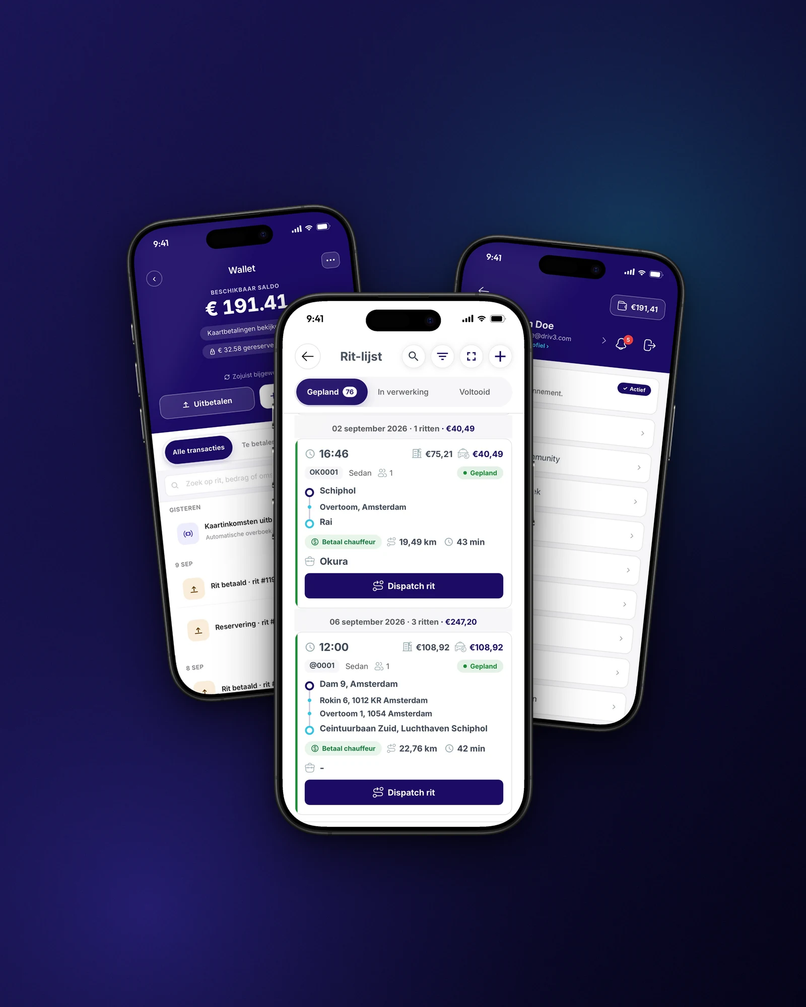 Wallet, account and the trip list